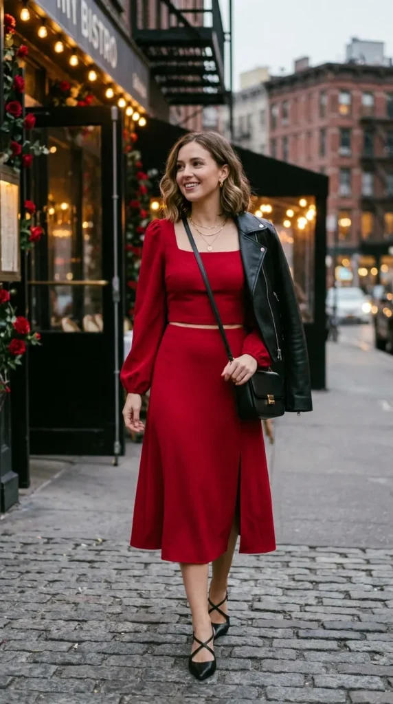 chic-two-piece-red-skirt-set