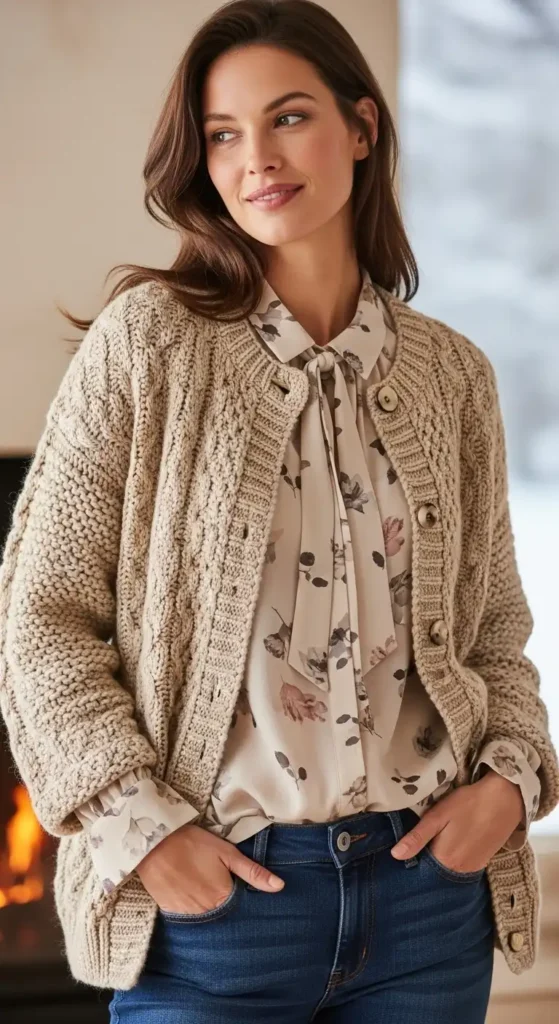 chiffon-blouse-with-a-knitted-sweater