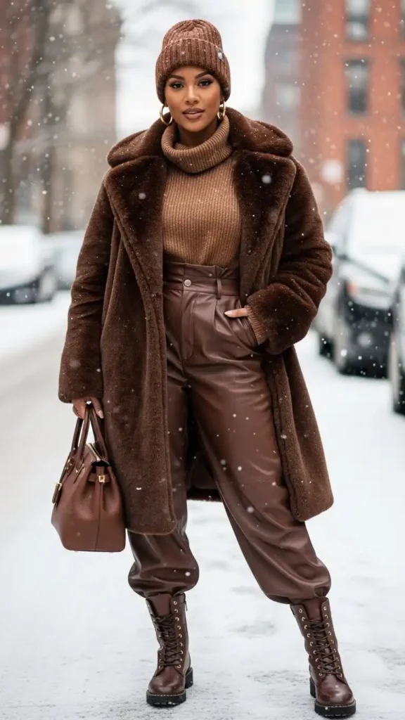 15 Cold Winter Outfits for Baddies to Plan a Chic Outfit 6 chocolate-monochromatic