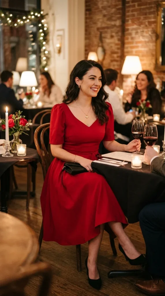 17 Cute Valentine’s Date Night Outfits for Women to Try This Year 2 classic-red-dress