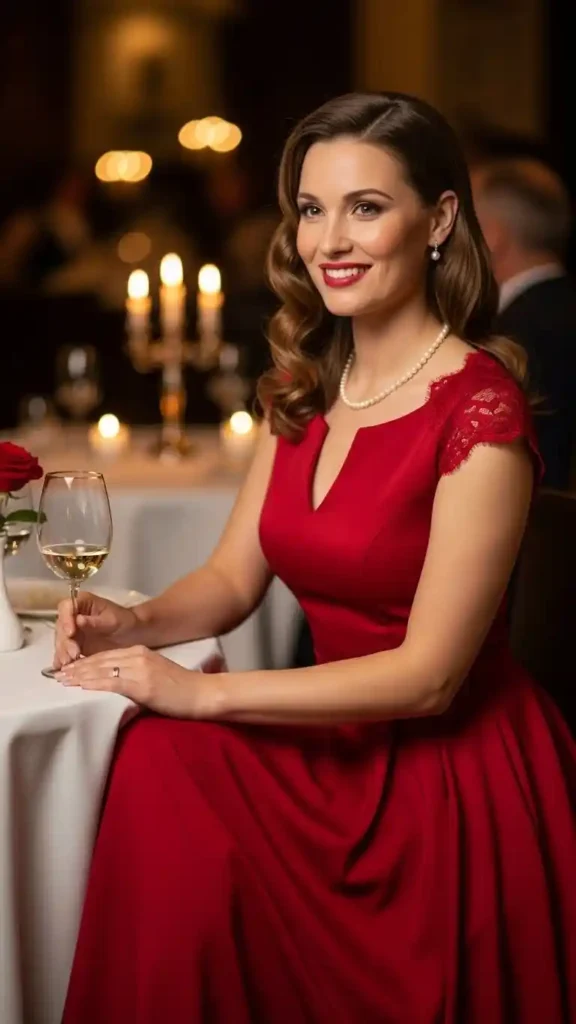 16+ Cute Valentine’s Date Night Outfits for Women to Try This Year 2 classic-red-dress