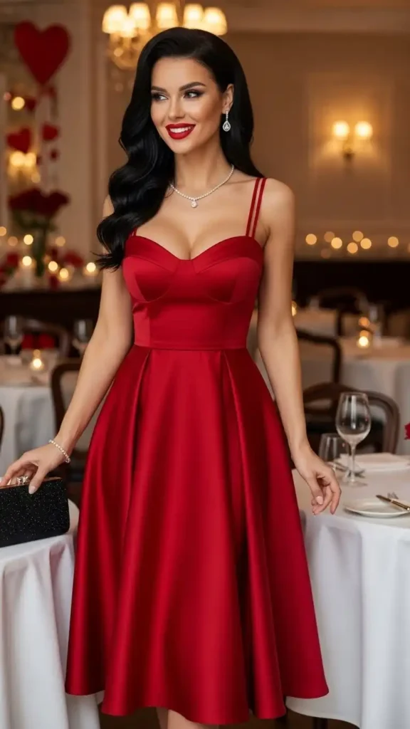 16+ Valentine's Day Outfit For Women: Stylish Ideas to Try This Year 2 classic-red-dress-for-a-timeless-look