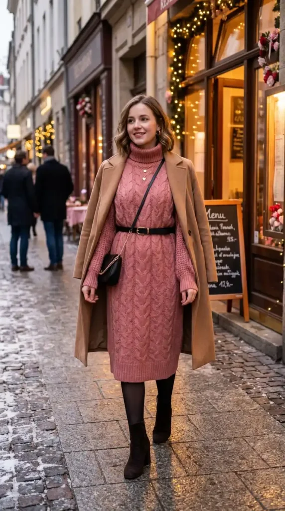 17 Cute Valentine’s Date Night Outfits for Women to Try This Year 8 cozy-sweater-dress