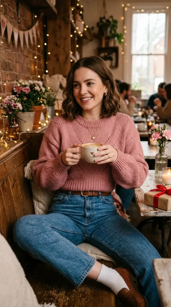15 Romantic Valentine's Day Sweater Outfits for Cozy Style 11 cropped-sweater-with-high-waisted-jeans