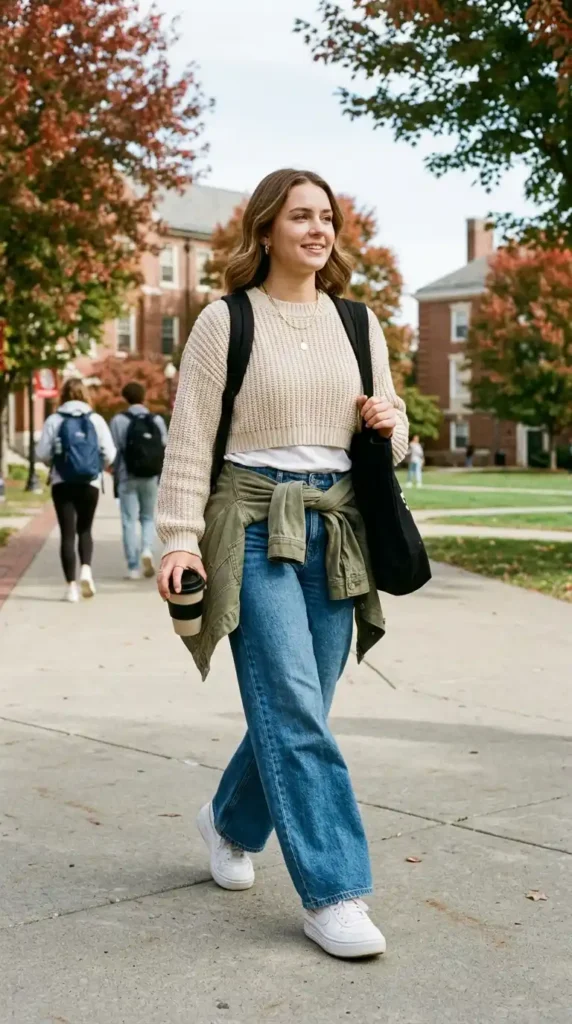 Top Fun and Trendy Outfit Ideas For School That Are Comfortable 11 cropped-sweater-with-wide-leg-pants