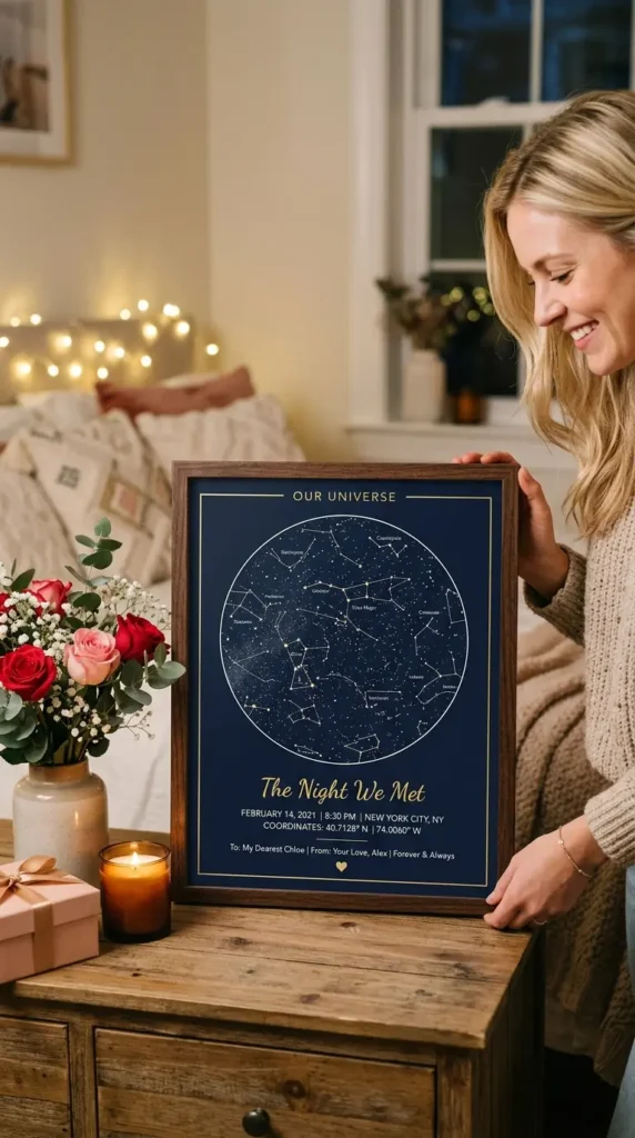 15 Romantic Valentine's Day Gift Ideas for Girlfriend She Will Adore 8 custom-star-map-print