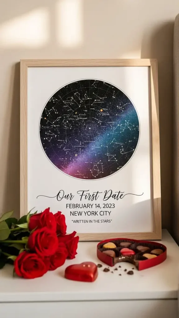 15 Romantic Valentine's Day Gift Ideas for Girlfriend She Will Adore 8 custom-star-map-print
