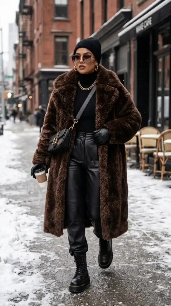15 Trendy Cold Winter Outfits for Baddies to Wear This Season 16 faux-fur-glam