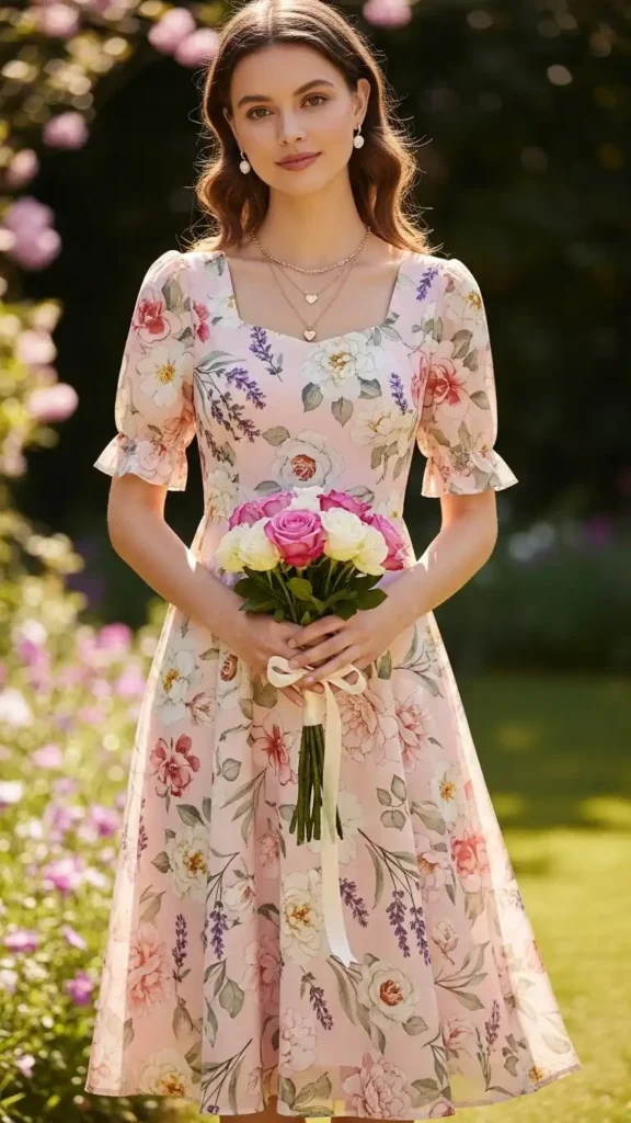 16+ Valentine's Day Outfit For Women: Stylish Ideas to Try This Year 5 floral-dress-for-a-sweet-vibe