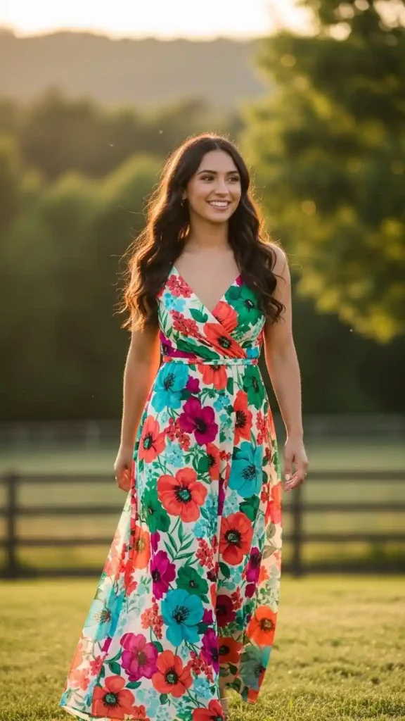 16+ Cute Valentine’s Date Night Outfits for Women to Try This Year 5 floral-maxi-dress