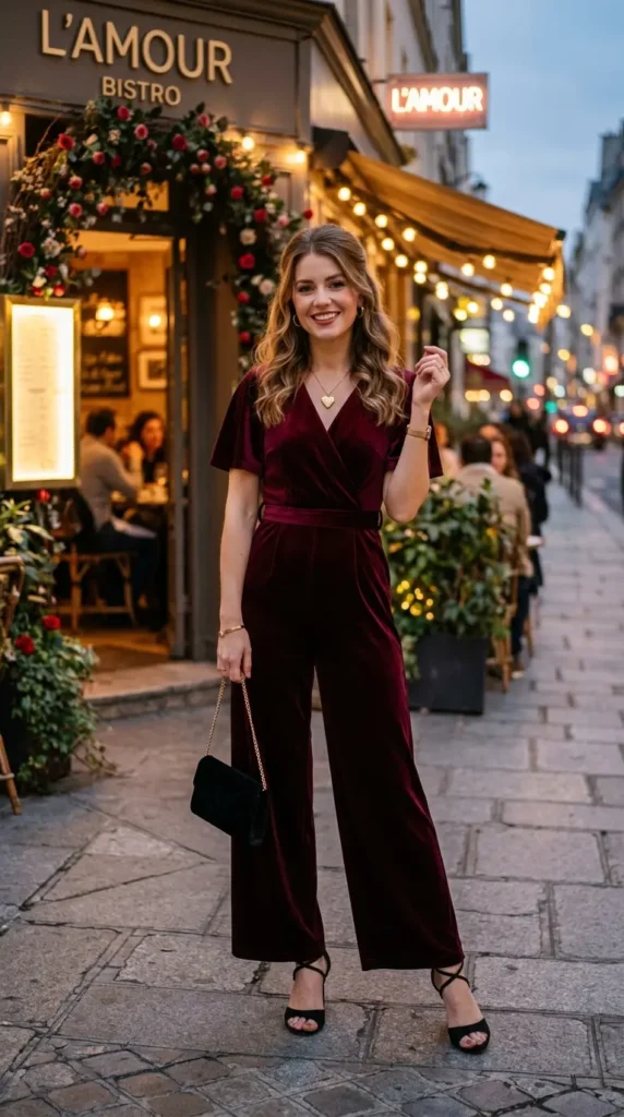 17 Cute Valentine’s Date Night Outfits for Women to Try This Year 9 jumpsuit-chic