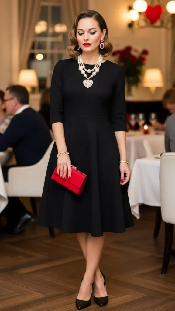 16+ Valentine's Day Outfit For Women: Stylish Ideas to Try This Year 9 little-black-dress-with-statement-accessories