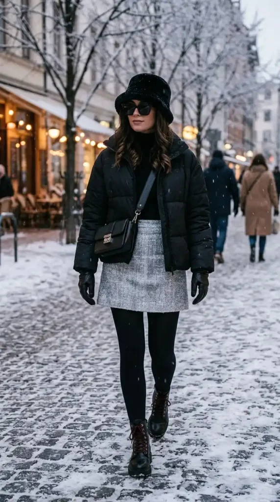 15 Trendy Cold Winter Outfits for Baddies to Wear This Season 14 mini-skirt-frost