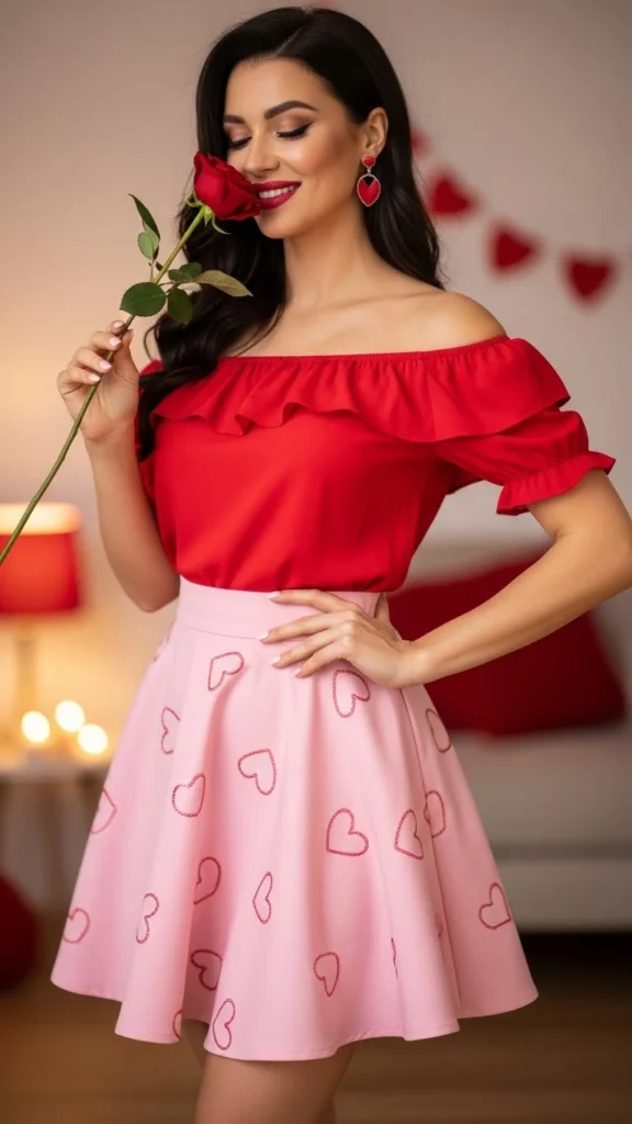 off-shoulder-top-with-high-waist-skirt