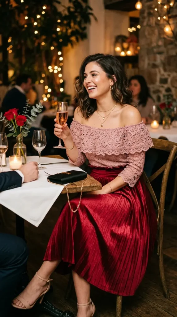 off-shoulder-top-with-high-waist-skirt