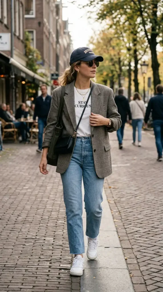 oversized-blazer-with-baseball-cap