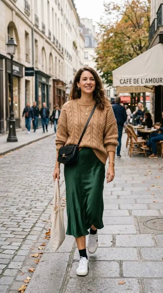 oversized-knit-with-silky-skirt