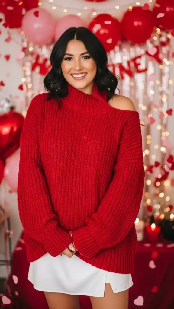 oversized-red-sweater-with-white-mini