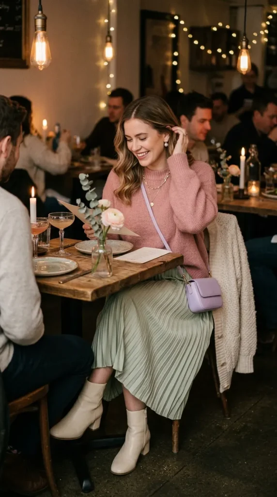 17 Cute Valentine’s Date Night Outfits for Women to Try This Year 16 pastel-perfection