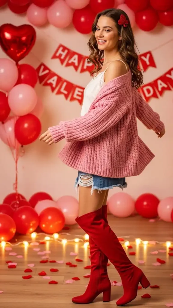 pink-cardigan-with-denim-mini-and-red-boots