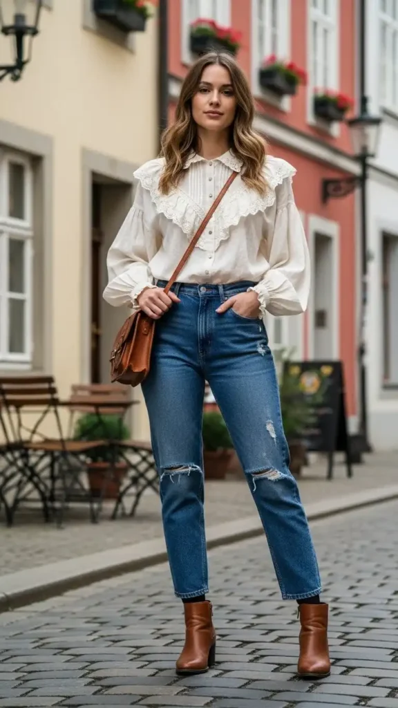 poetcore-ruffled-blouse-and-jeans