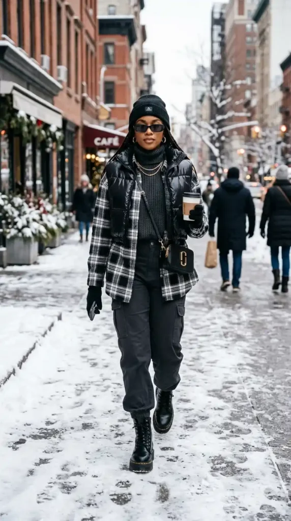 15 Trendy Cold Winter Outfits for Baddies to Wear This Season 10 puffer-vest-overlay