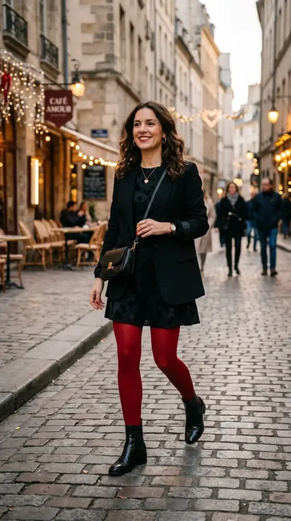 17 Best Dress Code for Valentine’s Day to Look Chic and Stylish 7 red-tights