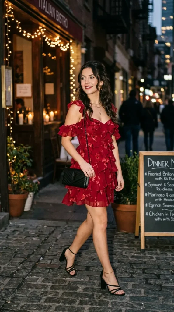 ruffled-mini-dress-with-heels