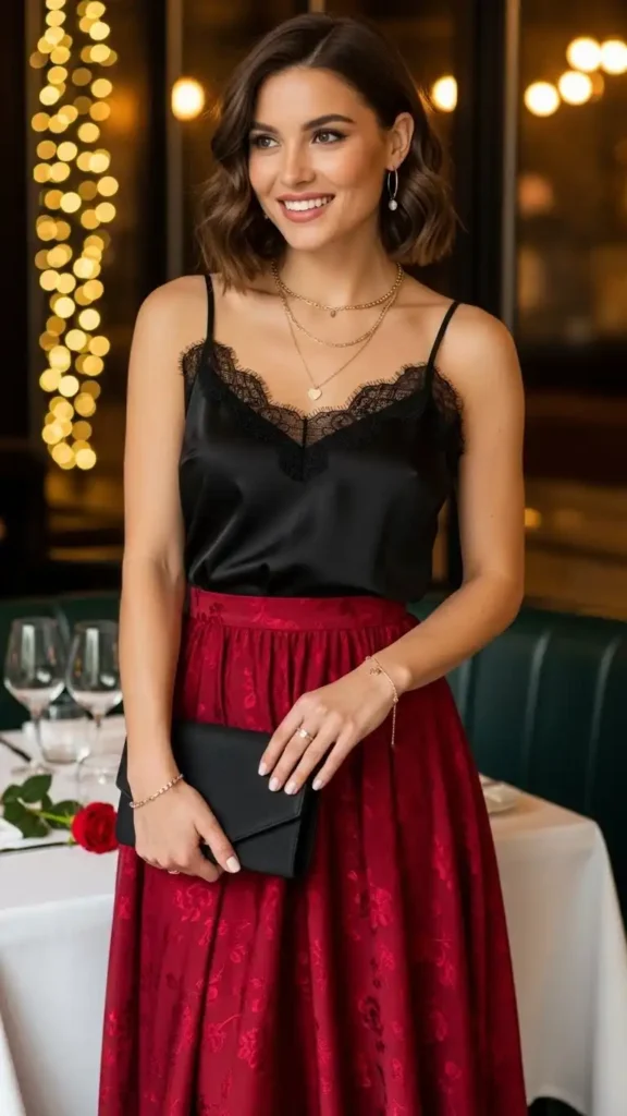 satin-camisole-with-high-waist-skirt