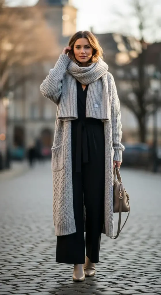 stylish-jumpsuit-with-a-long-cardigan
