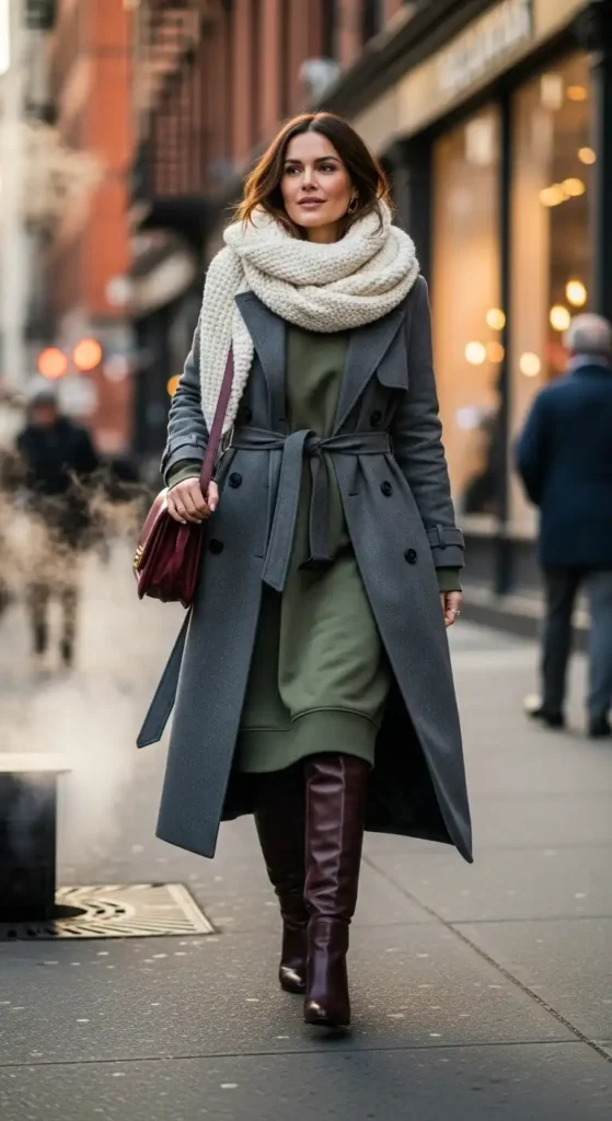 sweatshirt-dress-with-a-wool-trench