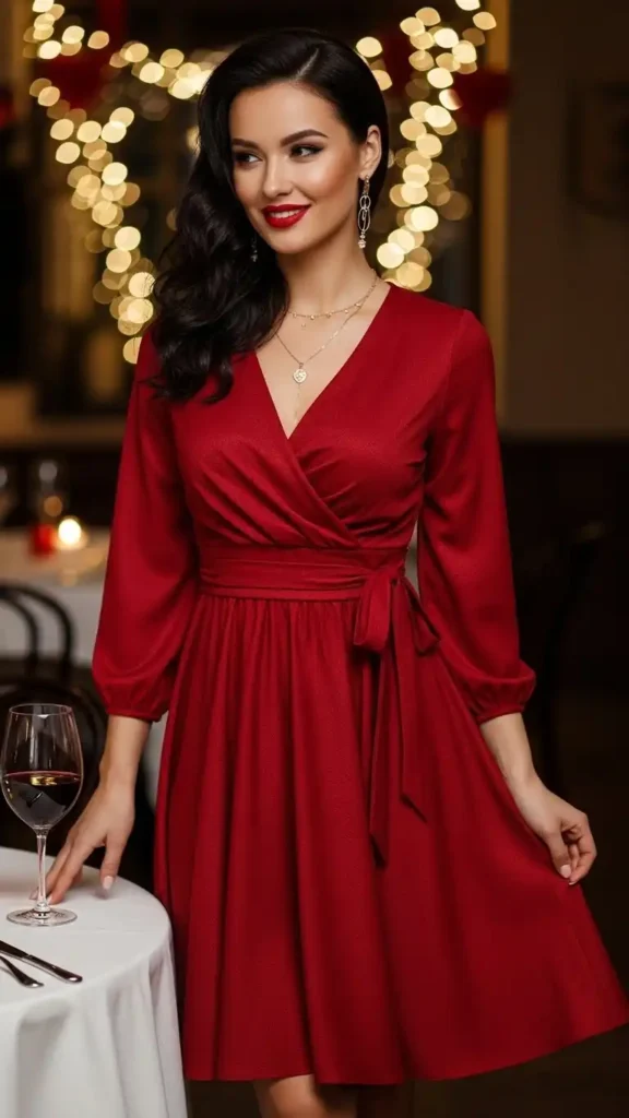 v-neck-wrap-dress-in-cherry-red