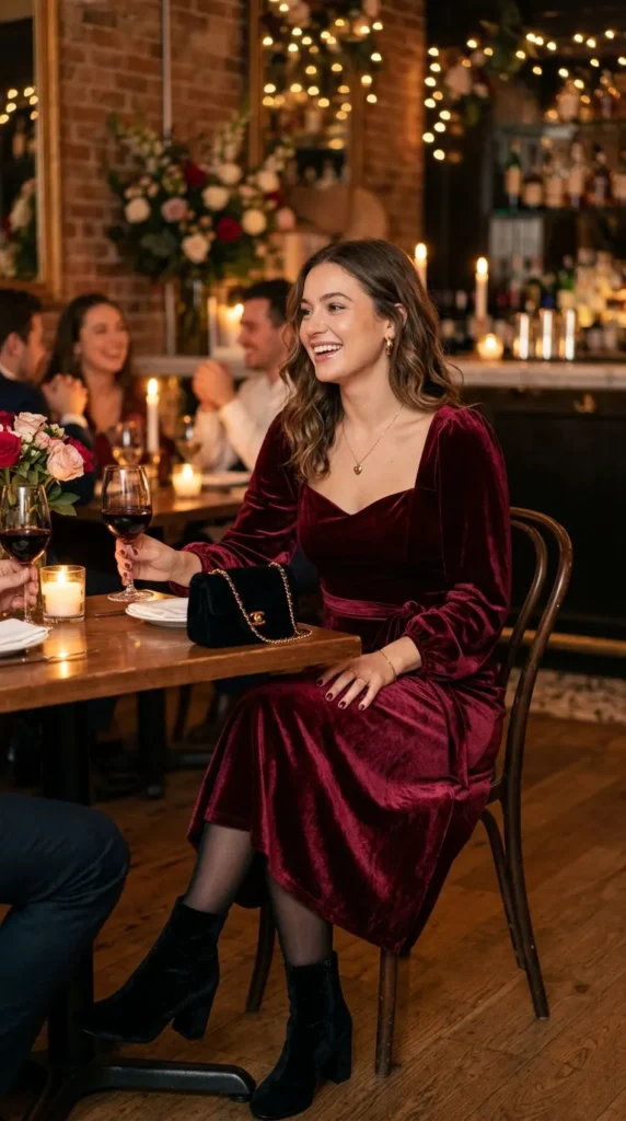 17 Cute Valentine’s Date Night Outfits for Women to Try This Year 11 velvet-elegance