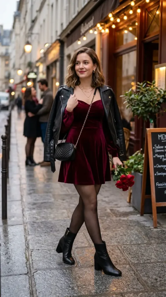 velvet-mini-dress-with-ankle-boots