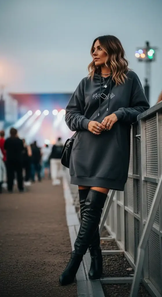 hoodie-dress-knee-high-boots