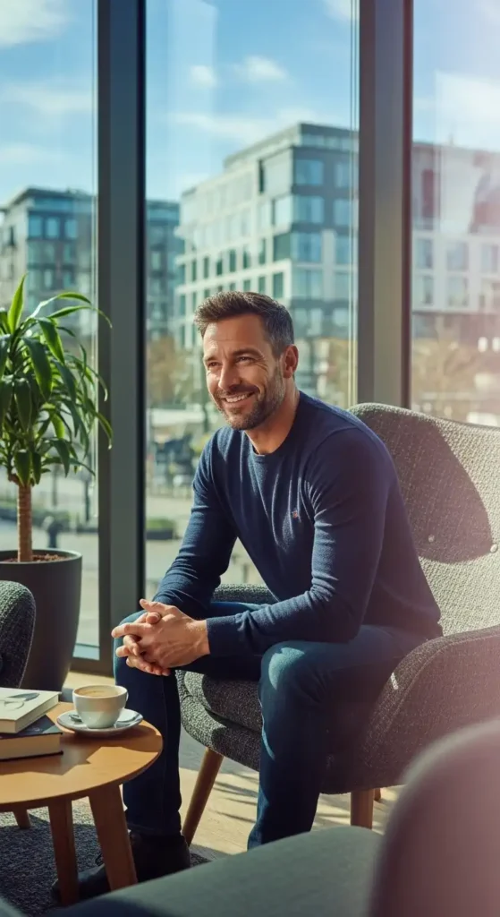 20 Airport Outfit Ideas for Men to Try Today That Keep You Stylish and Comfortable 18 merino-sweater-and-stretch-jeans