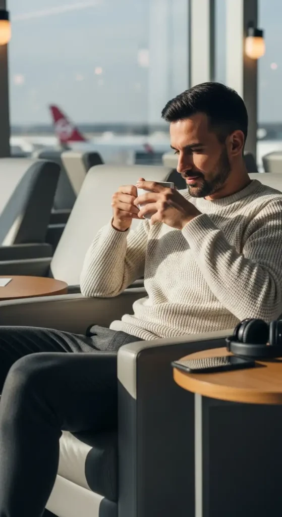 20 Airport Outfit Ideas for Men to Try Today That Keep You Stylish and Comfortable 8 sweater-with-tailored-joggers