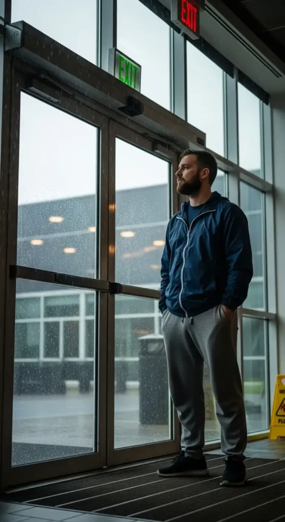 20 Airport Outfit Ideas for Men to Try Today That Keep You Stylish and Comfortable 19 windbreaker-and-tapered-sweatpants