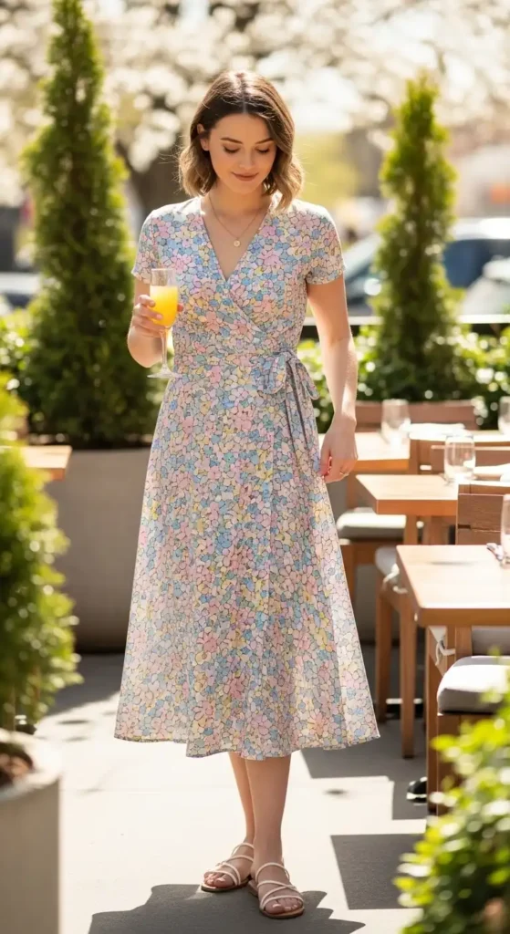 wrap-dress-with-flat-sandals