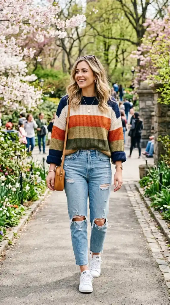 bold-striped-sweater-paired-with-ripped-denim