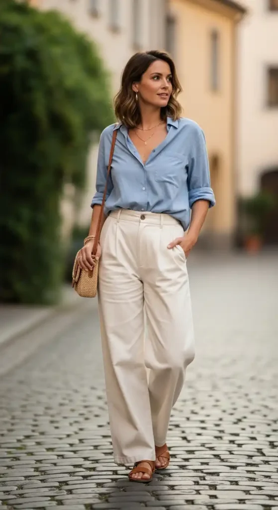 button-down-shirt-with-wide-leg-pants