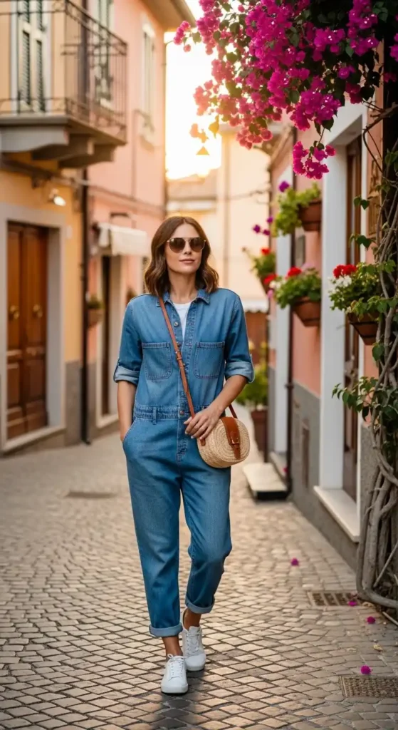 17 Chic Italy Spring Outfits Ideas Every Fashion Lover Will Adore 7 casual-jumpsuit-with-sneakers