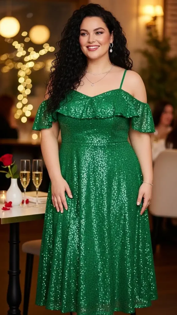 green-sequined-midi-dress