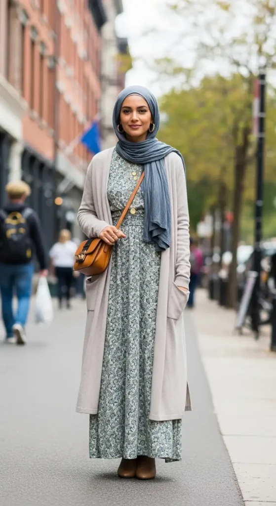 17 Trendy Casual Hijab Outfits for Modest Fashion Lovers 3 long-cardigan-over-a-maxi-dress