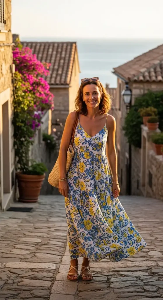 maxi-dress-with-flat-sandals