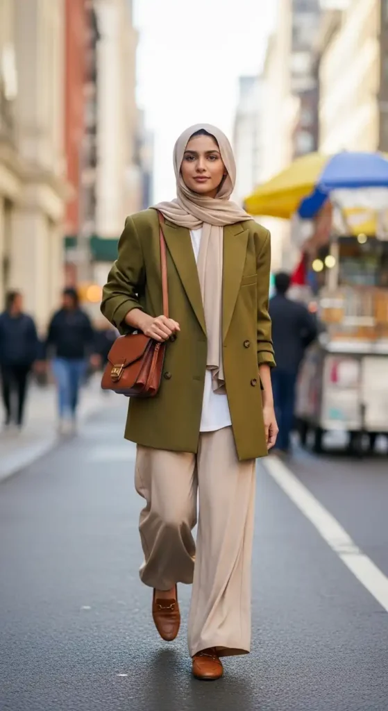 17 Trendy Casual Hijab Outfits for Modest Fashion Lovers 2 oversized-blazer-with-wide-leg-pants