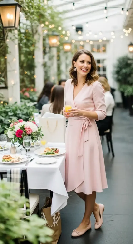pastel-wrap-dress-with-ballet-flats