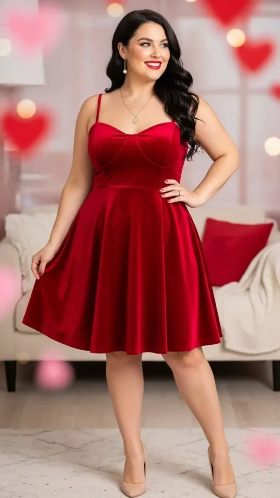 red-velvet-fit-and-flare-dress