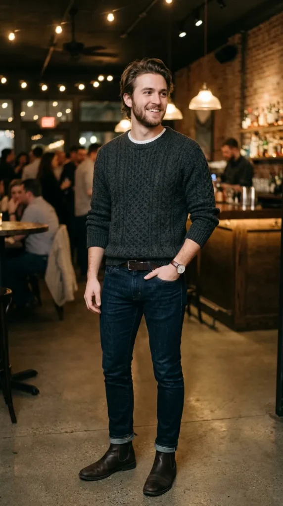 textured-sweater-with-slim-jeans