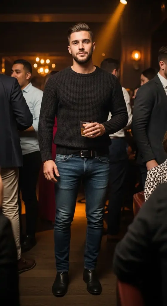 textured-sweater-with-slim-jeans